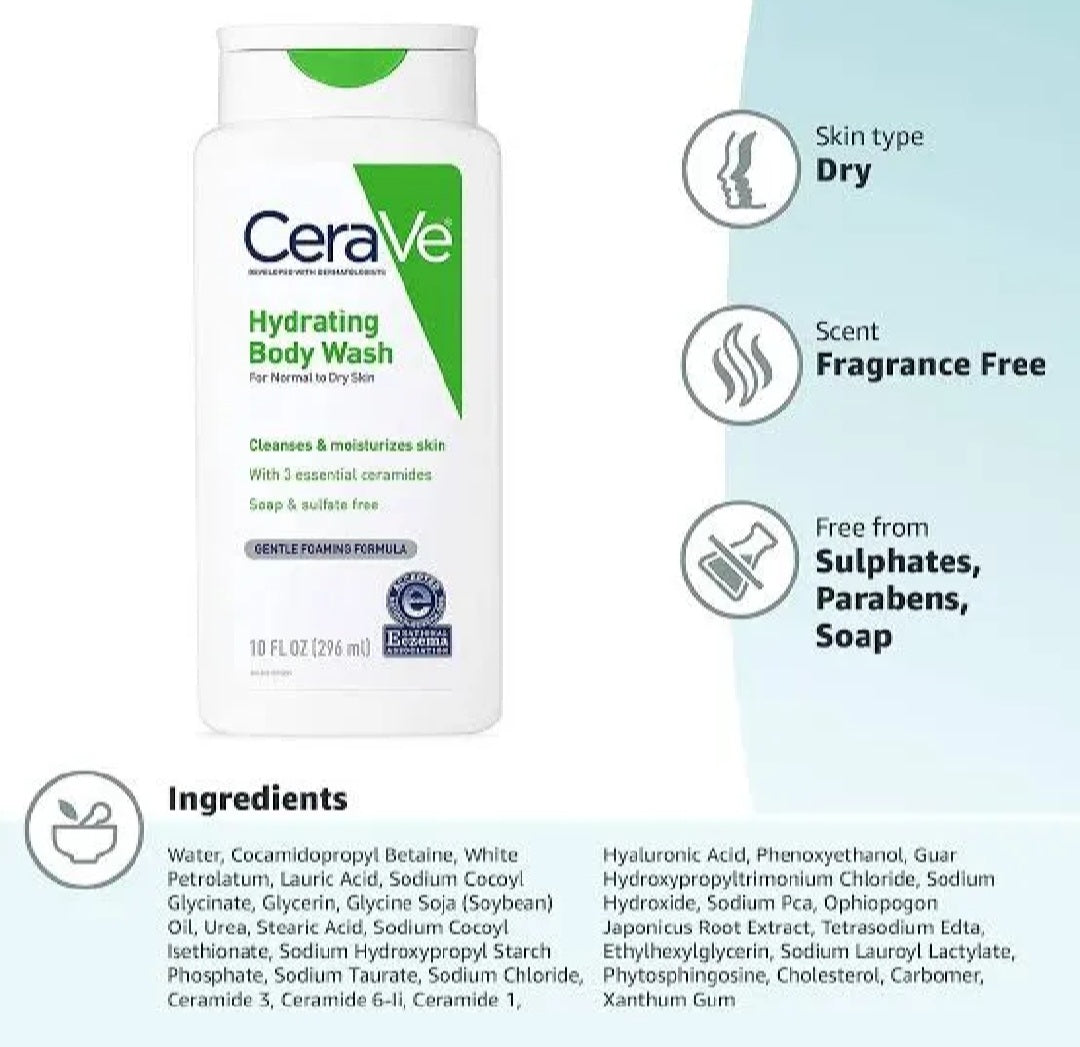 CeraVe Hydrating Body Wash For Normal to Dry skin